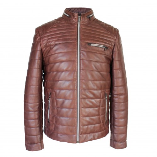 Veste en cuir matelassée BLUEBERRY