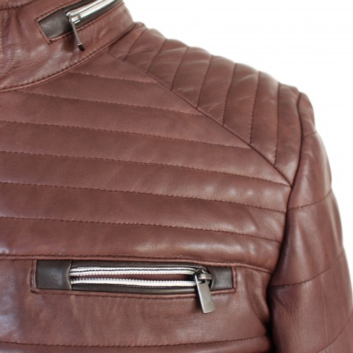 Veste en cuir matelassée BLUEBERRY