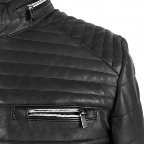 Veste en cuir matelassée BLUEBERRY