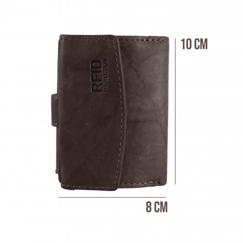 Portefeuille en cuir avec protection RFID pour cartes 10x8x3 cm