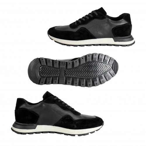 Baskets Combi en cuir avec détail embossé