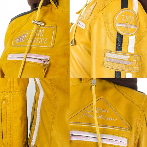 Veste en cuir avec patchs et capuche amovible BALLWO