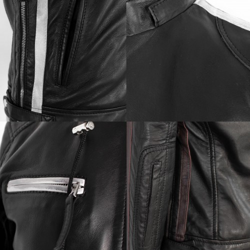 Veste en cuir avec capuche amovible BALLWO1