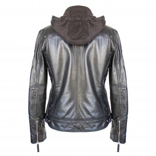 Veste en cuir avec patchs et capuche amovible BALLWO