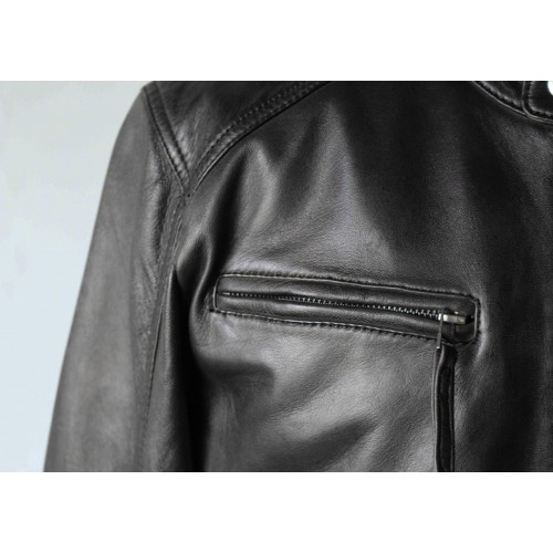 Veste en cuir avec fermetures éclair modèle CHOCOLAT