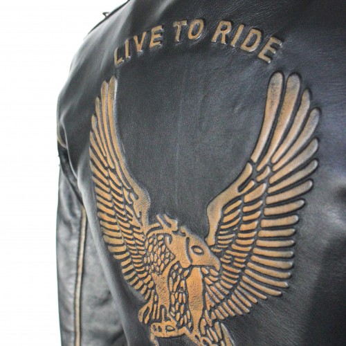 Blouson motard en cuir AQUILE