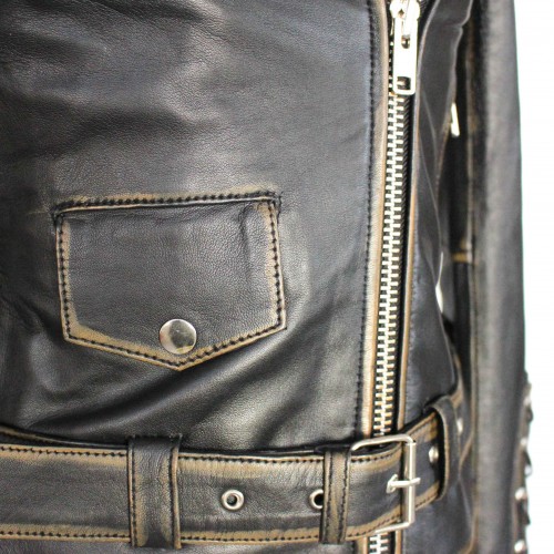 Blouson motard en cuir AQUILE
