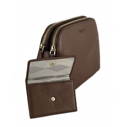 Sac en cuir avec double fermeture éclair 24x9x17 cm