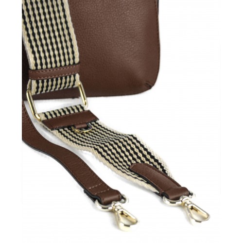 Sac en cuir avec double fermeture éclair 24x9x17 cm