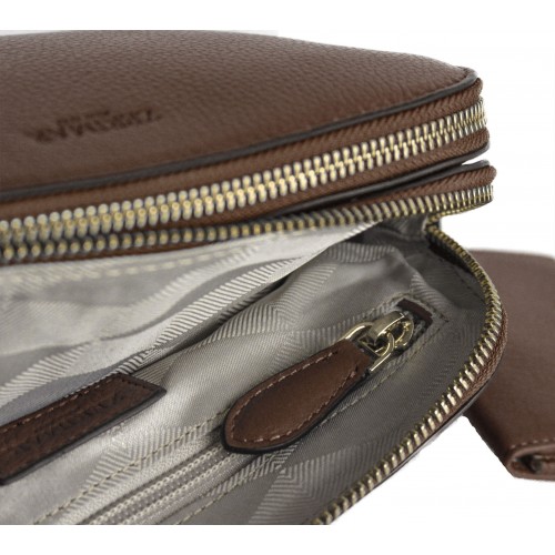 Sac en cuir avec double fermeture éclair 24x9x17 cm