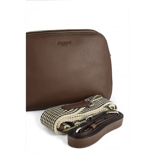 Sac en cuir avec double fermeture éclair 24x9x17 cm