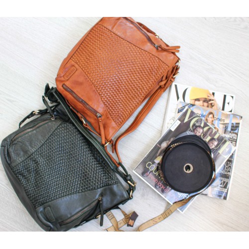 Sac en cuir tressé 38x26x10 cm