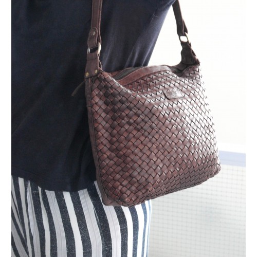 Sac en cuir tressé 36x26x6 cm