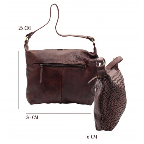 Sac en cuir tressé 36x26x6 cm