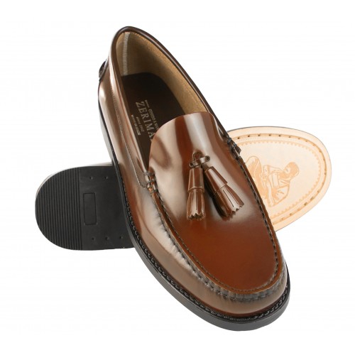 Mocassins homme à pompons et semelle cuir - Grande taille