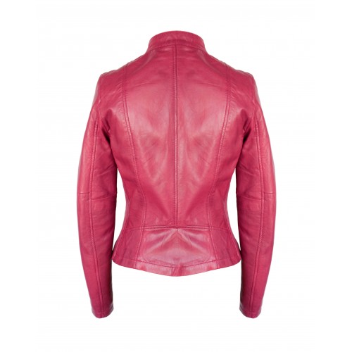 Blouson en cuir avec côtés élastiqués modèle OCHO