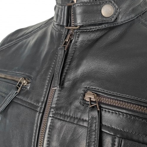 Veste en cuir avec détail en relief modèle NAVAR