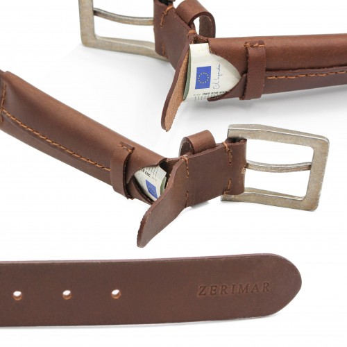 Ceinture en cuir avec poche intérieure modèle PAMAJA
