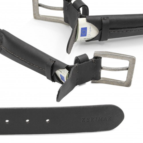 Ceinture en cuir avec poche intérieure modèle PAMAJA