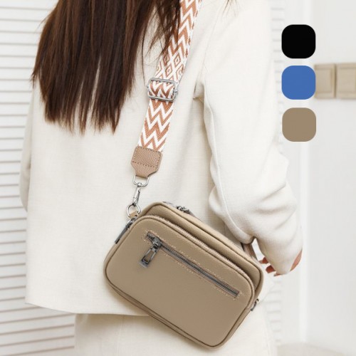 Sac bandoulière en cuir avec large bandoulière 14'5x20x8 cm