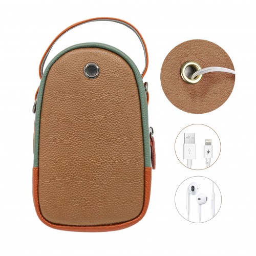 Sac bandoulière multipoches en cuir 19x10x9 cm