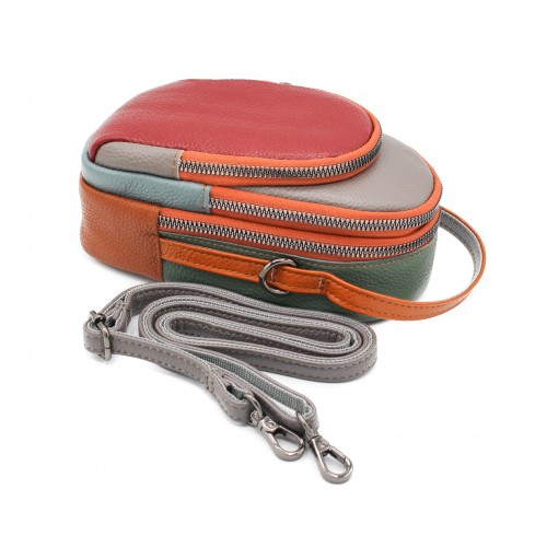 Sac bandoulière multipoches en cuir 19x10x9 cm