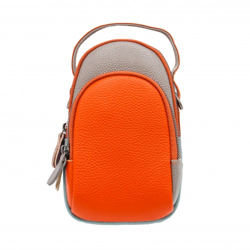 Sac bandoulière multipoches en cuir 19x10x9 cm