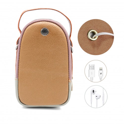 Sac bandoulière multipoches en cuir 19x10x9 cm