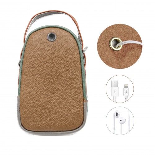 Sac bandoulière multipoches en cuir 19x10x9 cm
