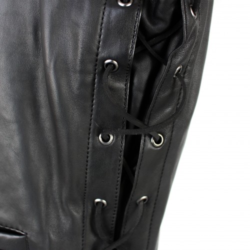 Gilet en cuir avec poches et lacets latéraux