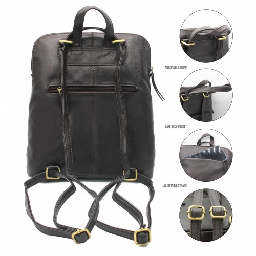 Sac à dos en cuir avec fermeture éclair 30x8x25 cm