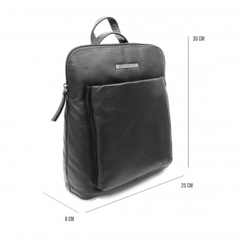 Sac à dos en cuir avec fermeture éclair 30x8x25 cm