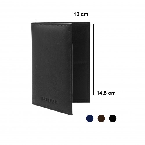 Portefeuille protège-passeport multi-espaces en cuir 14,5x10 cm