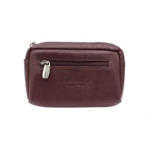 Bourse en cuir avec porte-clés 7x11 cm CERISE