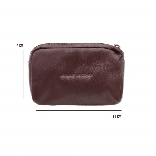 Bourse en cuir avec porte-clés 7x11 cm CERISE