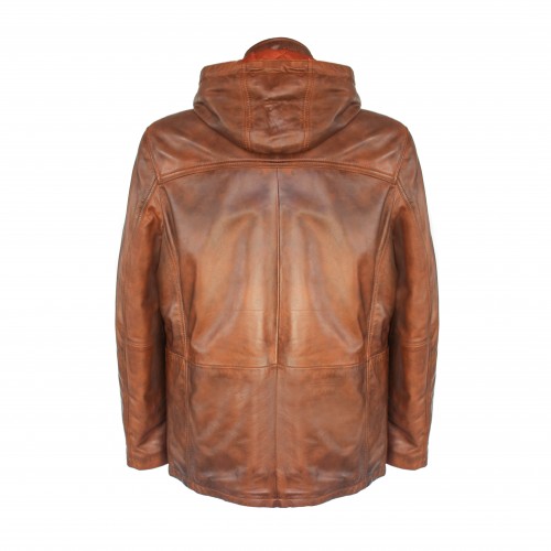 Parka en cuir à capuche amovible MASERTO