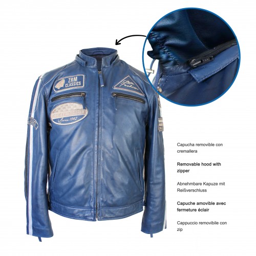 Veste en cuir avec patchs - BOLLWO