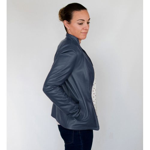 Veste courte en cuir réversible avec zip