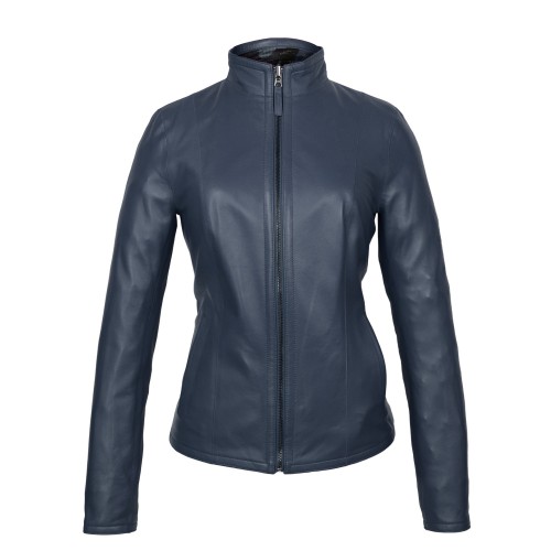 Veste courte en cuir réversible avec zip