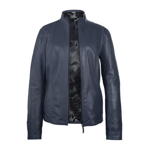 Veste courte en cuir réversible avec zip
