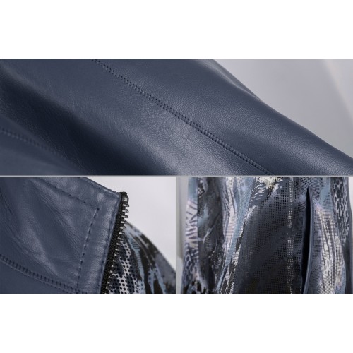 Veste courte en cuir réversible avec zip