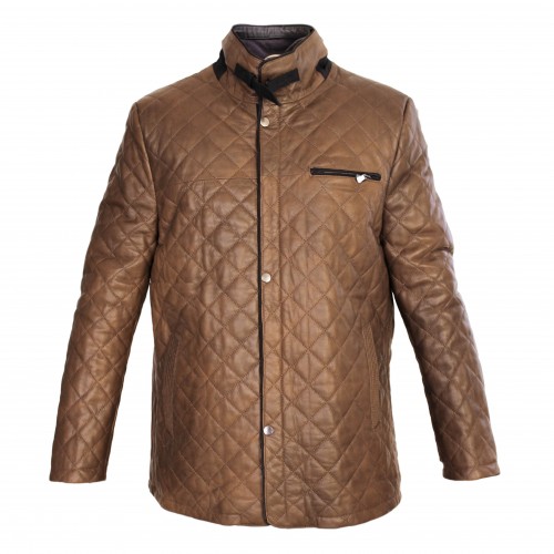 Veste en cuir rembourrée avec double fermeture et boucle