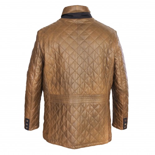 Veste en cuir rembourrée avec double fermeture et boucle