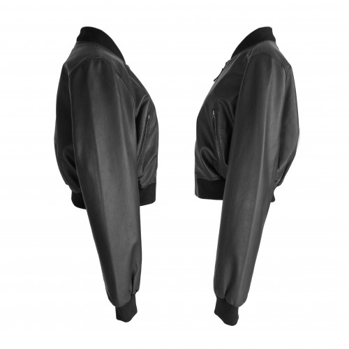 Bomber court en cuir avec fermeture éclair modèle MITES