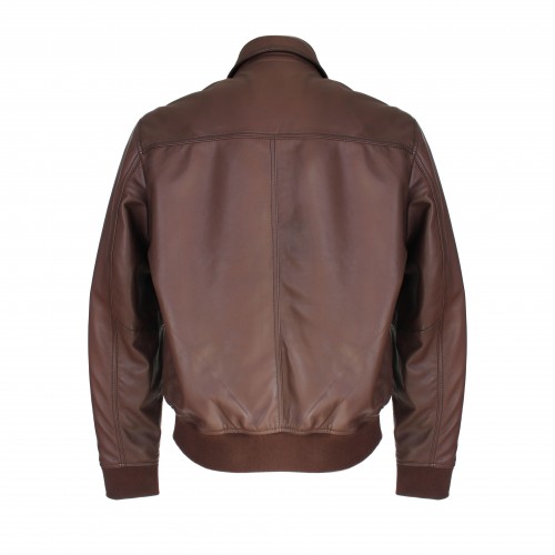 Bomber en cuir à col classique TIGANO