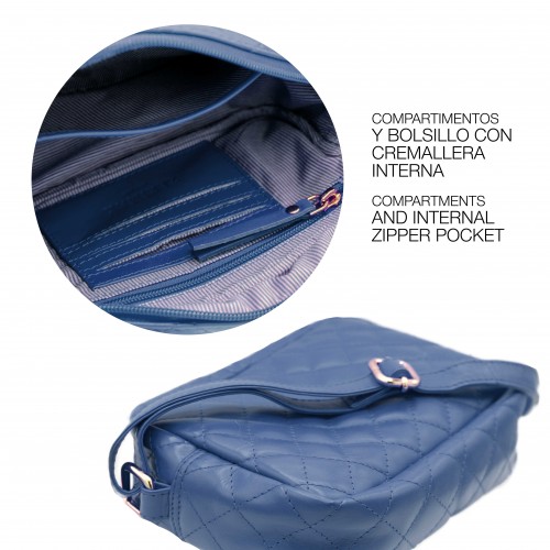 Sac bandoulière en cuir matelassé 15x20x6 cm
