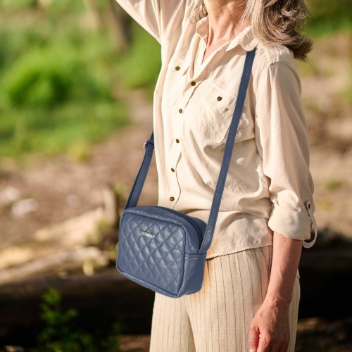 Sac bandoulière en cuir matelassé 15x20x6 cm