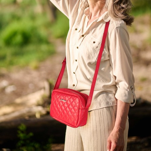 Sac bandoulière en cuir matelassé 15x20x6 cm