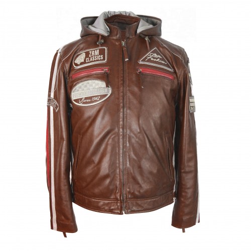 Veste en cuir avec patchs - BOLLWO
