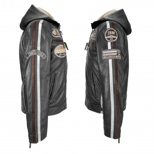 Veste en cuir avec patchs - BOLLWO